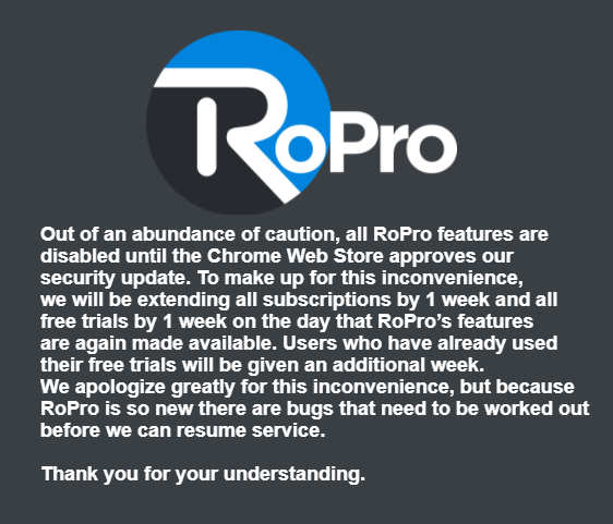Ropro A Roblox Chrome Extension - roblox item notifier chrome